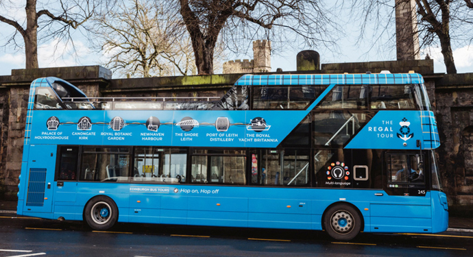 A blue double decker bus - the egal bus tours